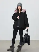 極上の柔らかさのフード付きコート【冬用・厚手・ロング】