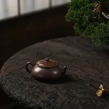 海棠川 宜興紫砂ポット【小容量・手作り・筋状デザイン】