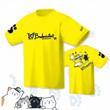 日本猫デザインの短袖速乾バドミントンシャツ