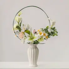 シンプルなホワイト陶器製バラ花瓶【インテリア装飾用・生花・ドライフラワー対応】
