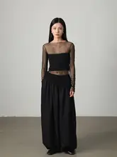 一字型ネックの軽やか透け感トップス【極上の柔らかさ・夏用・エラスティック素材】