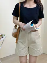 大きいサイズの方形ネック半袖Tシャツ【フィット・夏用・カジュアル】