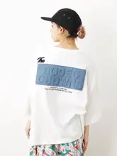 重工刺繍入りラウンドネック広めサイズTシャツ【夏用・女性用】