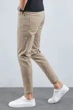 秋用 メンズ 純綿ストレッチ 九分丈スリムパンツ【シンプルデザイン・ tapered fit・カジュアル】