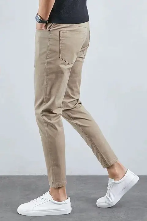 秋用 メンズ 純綿ストレッチ 九分丈スリムパンツ【シンプルデザイン・ tapered fit・カジュアル】