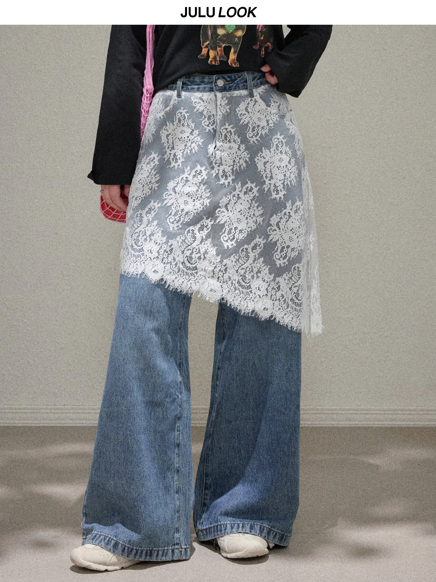 デニム フリル パンツ：JULULOOKの通勤風デザインが実用性を実現
