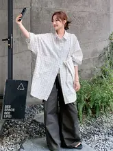 オーバーサイズチェックシャツ【春夏用・女性用・トレンディデザイン】