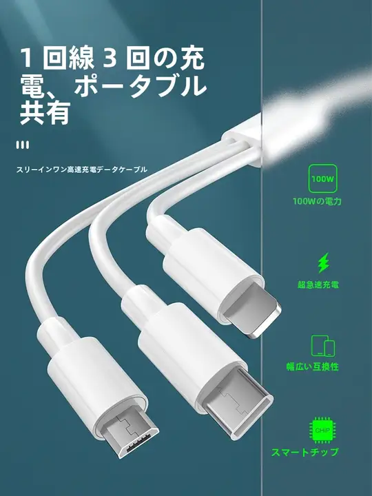 急速充電対応USBデータケーブル【タイプC・多機能・高出力】