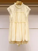 チュニックワンピースとショートパンツの夏用コーディネート【小飛袖・可愛いデザ イン】（セットアップ対応）