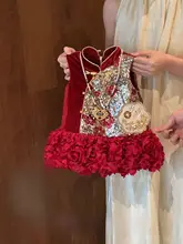 女の子用 国風デザインの背面スリーブドレス【冬用・プリンセススタイル】（セットアップ対応）