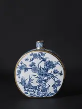 青花瓷グリザイユ新中式花瓶【水墨描金・インテリア用・スモールサイズ】