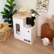 無垢材使用 猫用トイレボックス【防漏・におい対策・猫砂置き場】
