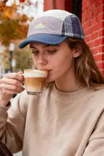 秋冬用 パッチワーク配色 コーデュロイキャップ【ソフトトップ・UVカット・カジュアル】