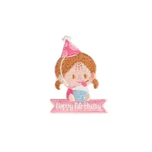 可愛い誕生日パーティー用刺繍布貼り【DIY装飾・スマホケース・iPad用・自己粘着】