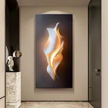 モダンな軽奢華の玄関装飾画【縦型・抽象アート・廊下用】