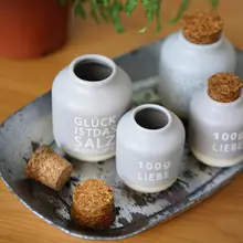 ヴィンテージ風 欧州スタイル 陶器調味料ボトル【木栓付き・テーブル用・塩・胡椒用】