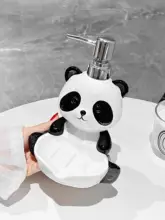 パンダデザインの陶製ソープディッシュ【水切り機能付き・ポンプボトル二合一・家庭用】