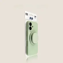 シンプルなマグネットスタンド【スマートフォン用・豆蔻グリーン・液体シリコン・衝撃吸収】