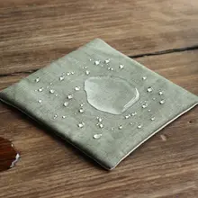 ダブルレイヤーコットンリネン製カップマット【手作り・吸水性・中式茶道用】