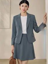 春季用ビジネススーツ【グレー・ハイエンド・シンプルデザイン・ジャケットとスカート】（セットアップ対応）