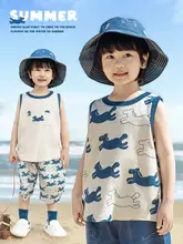 子供用 夏向け 涼感ノースリーブタンクトップ【丸首・ルーズフィット・ショートパンツ・小馬シリーズ】（セットアップ対応）