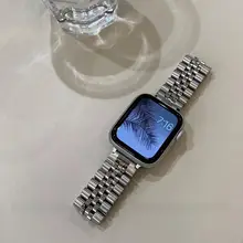 精密デザインの金属製ステンレススチールシルバーバンド【シンプル・男女兼用】