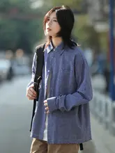 レトロチェック柄シャツ【カジュアル・ワイドフィット・ポケット付き・男女兼用】