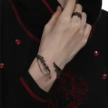 暗影焚焰シリーズ オリジナルドラゴンボーンブレスレット【ミニマルデザイン・ダークレッドダイヤモンド・ユニークスタイル】