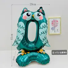 子供用 バルーン 飾り用 立体動物数字風船【きりん・恐竜・トラ・アルミ製・誕生日ケーキ装飾】