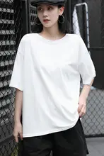 白色 レディース 半袖 Tシャツ【夏用・コットン・ルーズフィット・大きいサイズ】