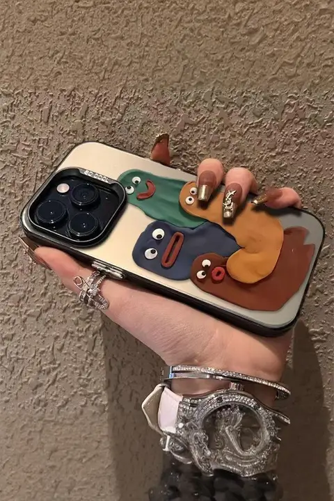 趣味のユニークなカートゥーンデザインiPhone対応ケース【フルカバー・衝撃吸収・シリコン素材】
