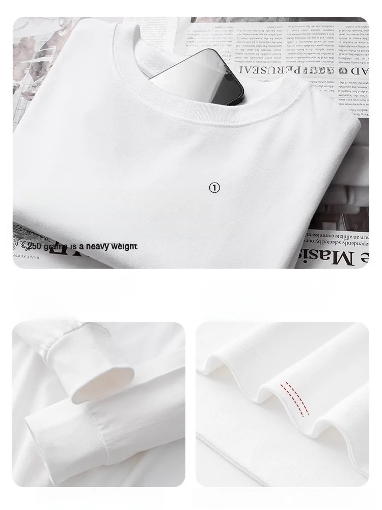 白色の重厚なコットン長袖Tシャツ：tシャツと肌着の違いを解説