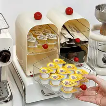 コーヒー用 コーナー収納ラック【クリーム色・デスクトップタイプ・小型引き出し・ティーバッグ・コーヒーカプセル収納】