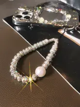 ファッションパール吊り下げストラップ【水晶装飾・耐久性・汎用タイプ】