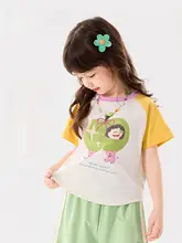 女児用 半袖Tシャツ【コットン100%・プリント・カートゥーンデザイン】