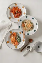 家庭用 美しいデザインの一人用食器セット【和風・プレートとボウル】