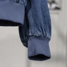 スタイリッシュなデザイン！女子用ウォッシュデニムコットンジャケット【保温・ルーズフィット】