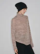 極細珠片使用の花柄ニットセーター【アルパカウール・軽量・千層デザイン】