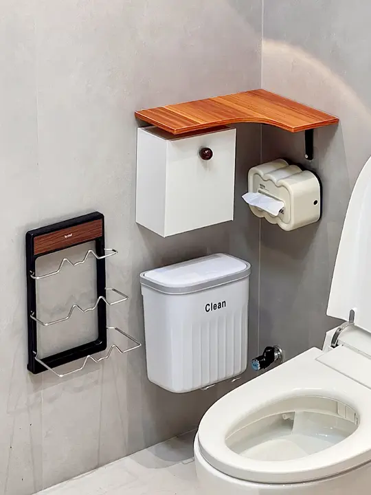トイレ用 小物収納ラック【トイレットペーパー収納・コーナー三角型・多層棚】