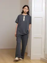 カップル用夏用短袖パジャマ【・薄手・男女兼用】（セットアップ対応）