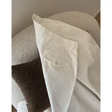 秋季用 レディースワイドレッグパンツ【白色・フィット・カジュアルスタイル】