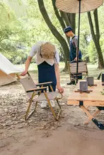 Naturehike アルミニウム合金製 木目調折りたたみチェア【アウトドア・キャンプ用・携帯型・アームレスト付き】