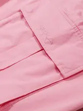 ピンクの立体ポケット付きカーゴパンツ【秋用・カップル向け・ストレート・ルーズフィット】