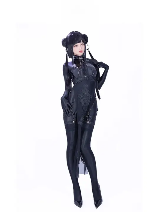 開叉レースビニール旗袍【コスプレ・撮影用】