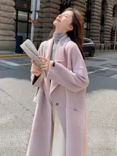 粉紫色　ダブルフェイスコート【冬用・ウール・温かみのあるデザイン・女性用】
