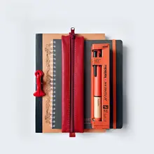 縦型書き用 ソフト羊皮製ポータブルジッパー文房具ポーチ