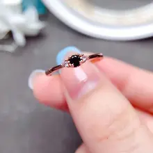 S925シルバー製 ブラッククリスタル開口デザインリング【シンプル・女性用】