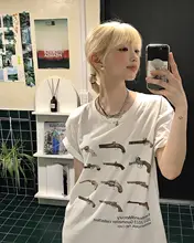 西部風デザインのゆったり半袖Tシャツ【銃プリント・カジュアルスタイル】