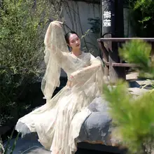 中国舞踊用華やかなフレアスカートと破れ袖トップス【男女兼用・ダンスパフォーマンス衣装】（セットアップ対応）