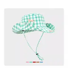 赤いチェック柄のリボン付きの女性用フィッシャーハット【夏用・UVカット・アメリカンヴィンテージ】